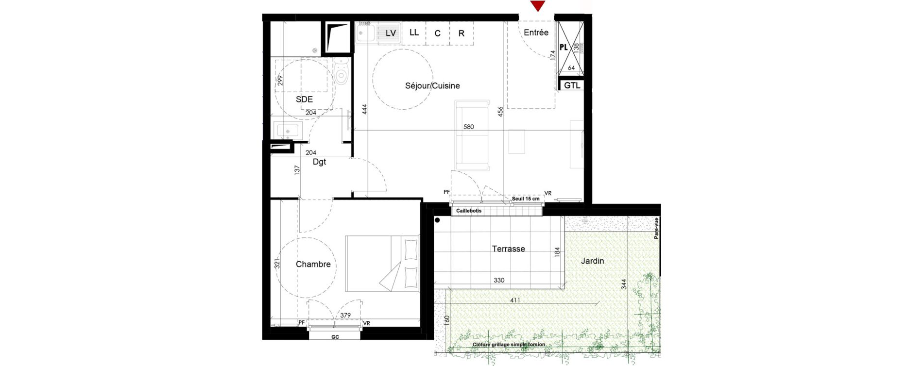 Appartement T2 de 46,44 m2 &agrave; Chambourcy Centre