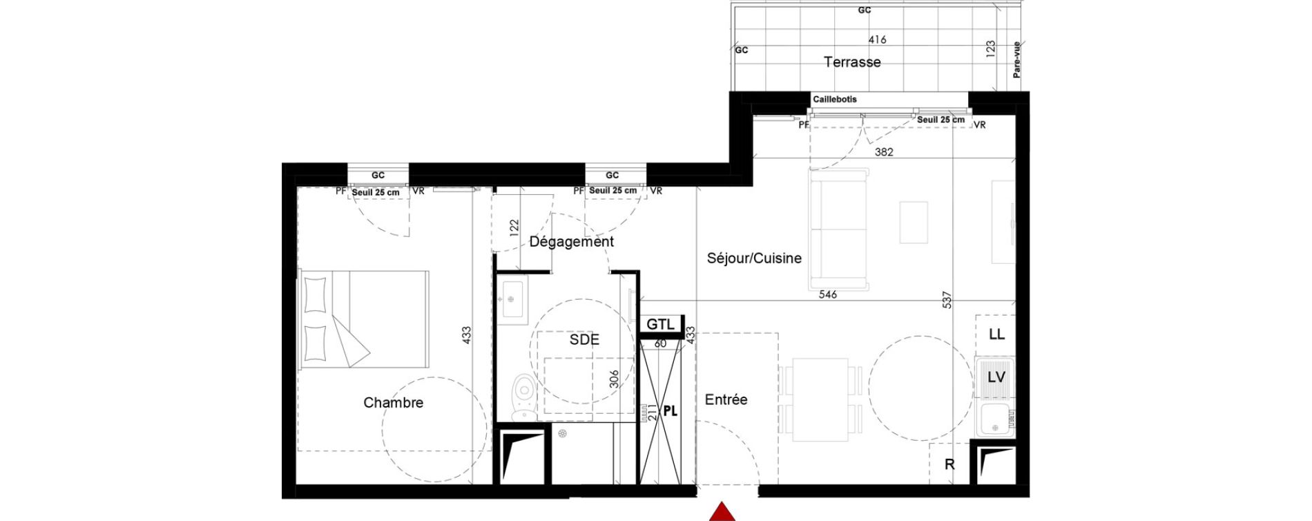 Appartement T2 de 47,53 m2 &agrave; Chambourcy Centre