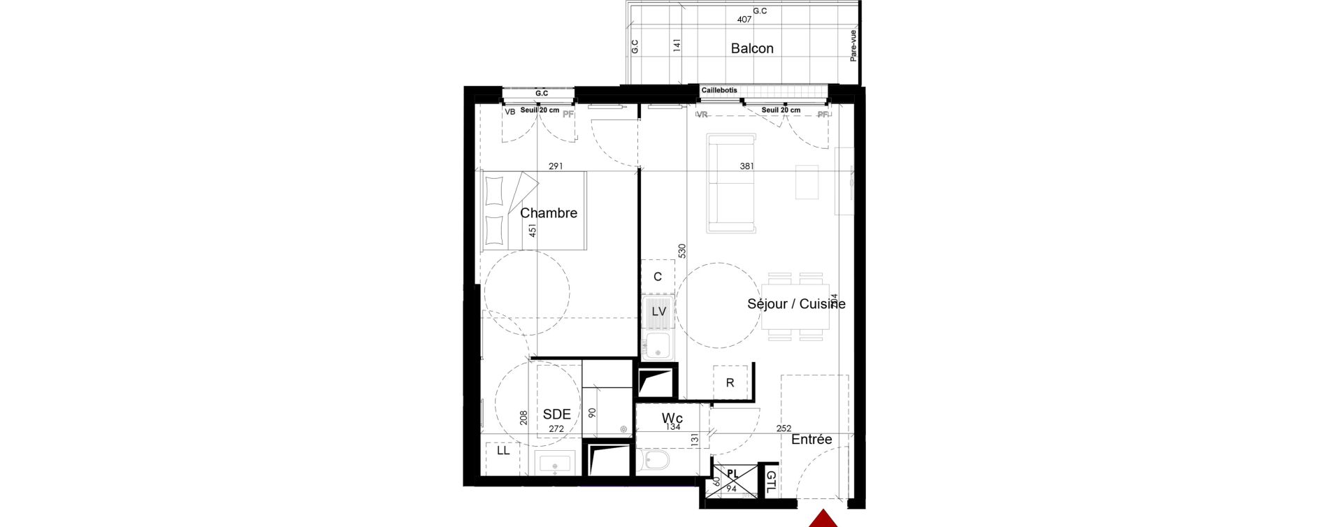 Appartement T2 de 43,79 m2 &agrave; Chambourcy Centre