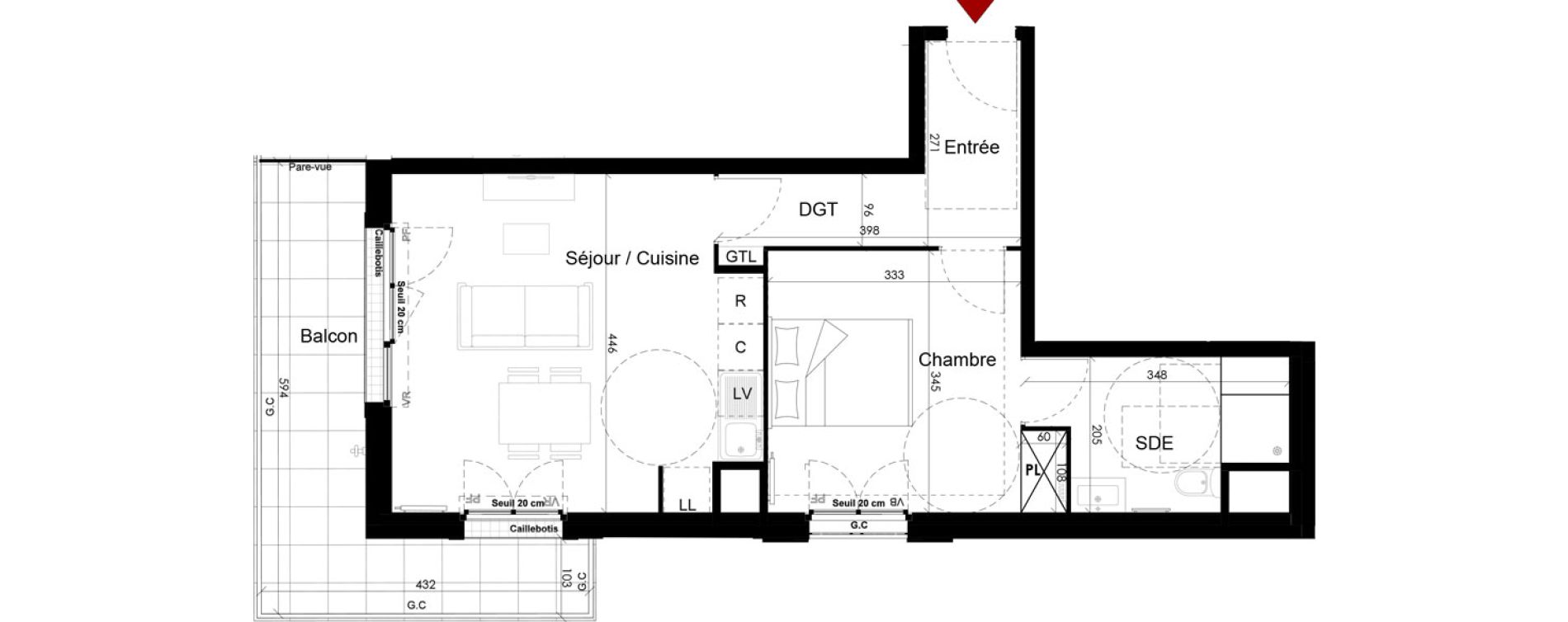 Appartement T2 de 44,73 m2 &agrave; Chambourcy Centre