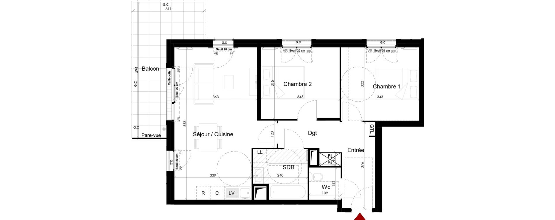 Appartement T3 de 62,95 m2 &agrave; Chambourcy Centre