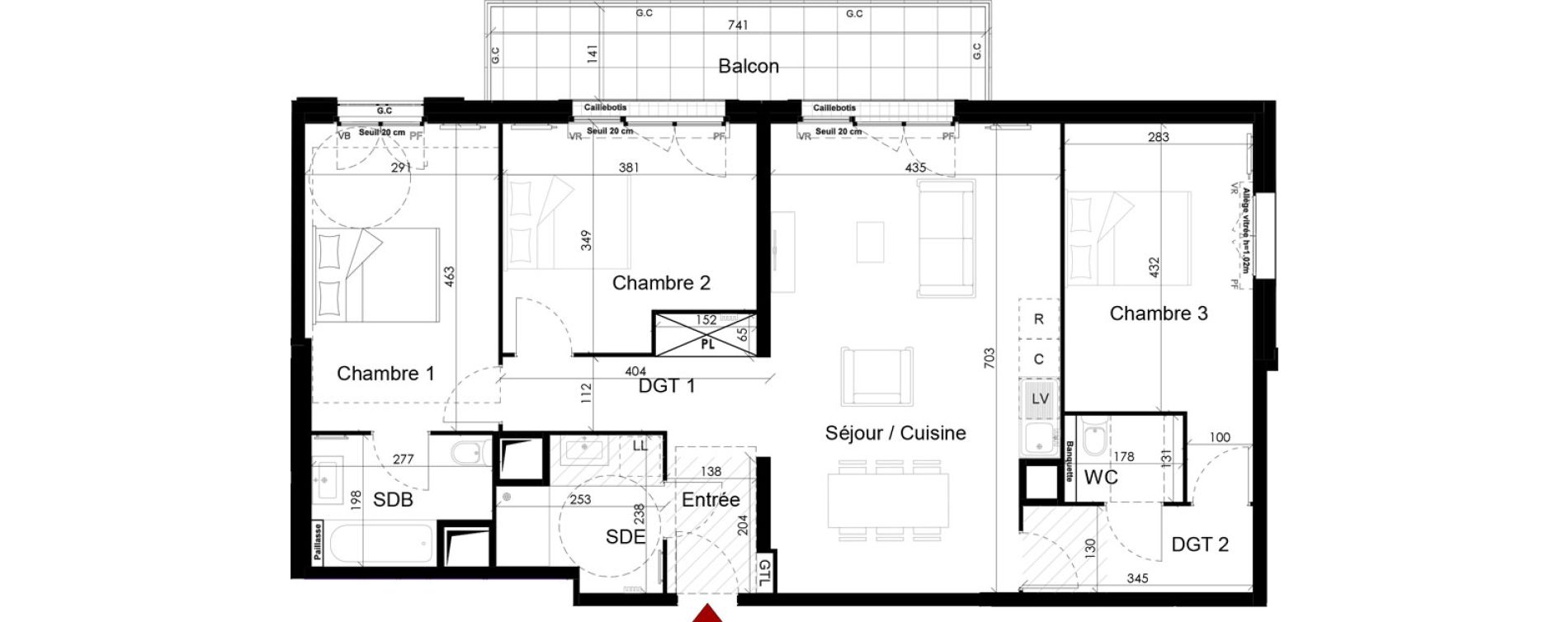 Appartement T4 de 93,70 m2 &agrave; Chambourcy Centre