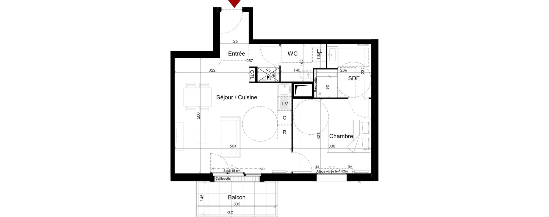 Appartement T2 de 46,61 m2 &agrave; Chambourcy Centre
