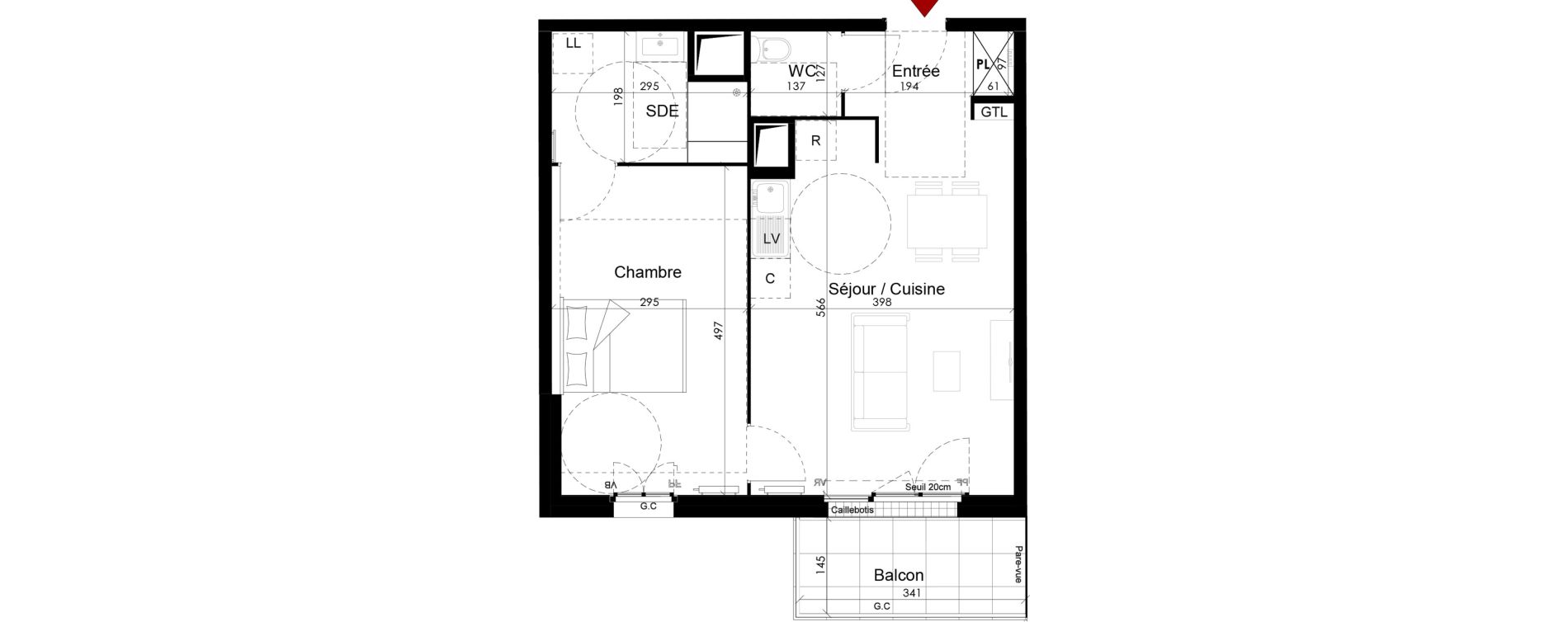 Appartement T2 de 46,54 m2 &agrave; Chambourcy Centre