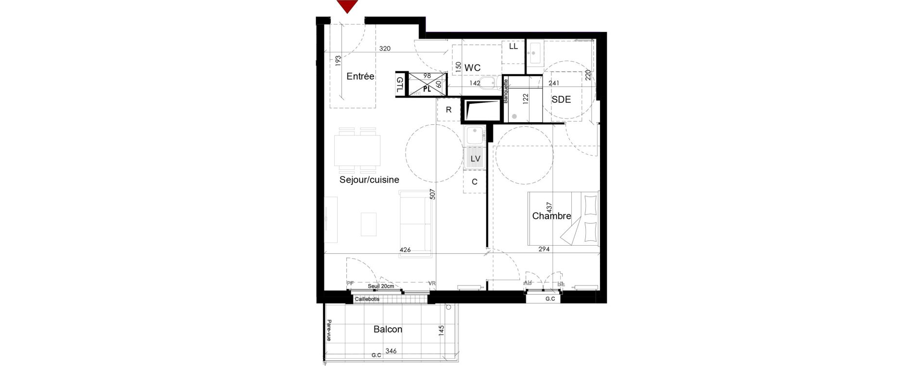 Appartement T2 de 47,13 m2 &agrave; Chambourcy Centre