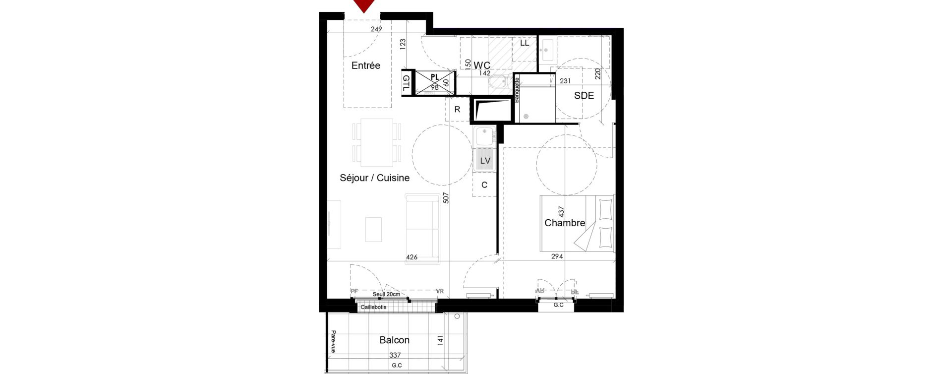 Appartement T2 de 47,13 m2 &agrave; Chambourcy Centre