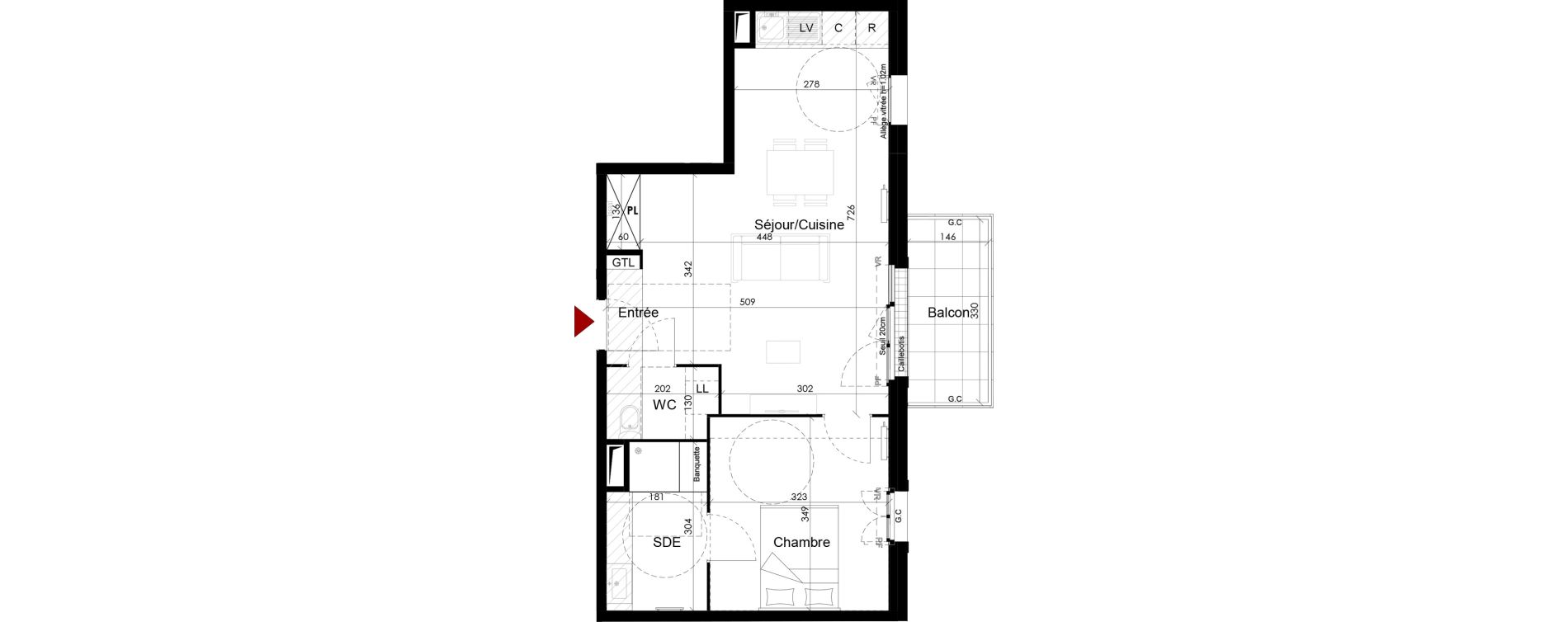 Appartement T2 de 46,93 m2 &agrave; Chambourcy Centre