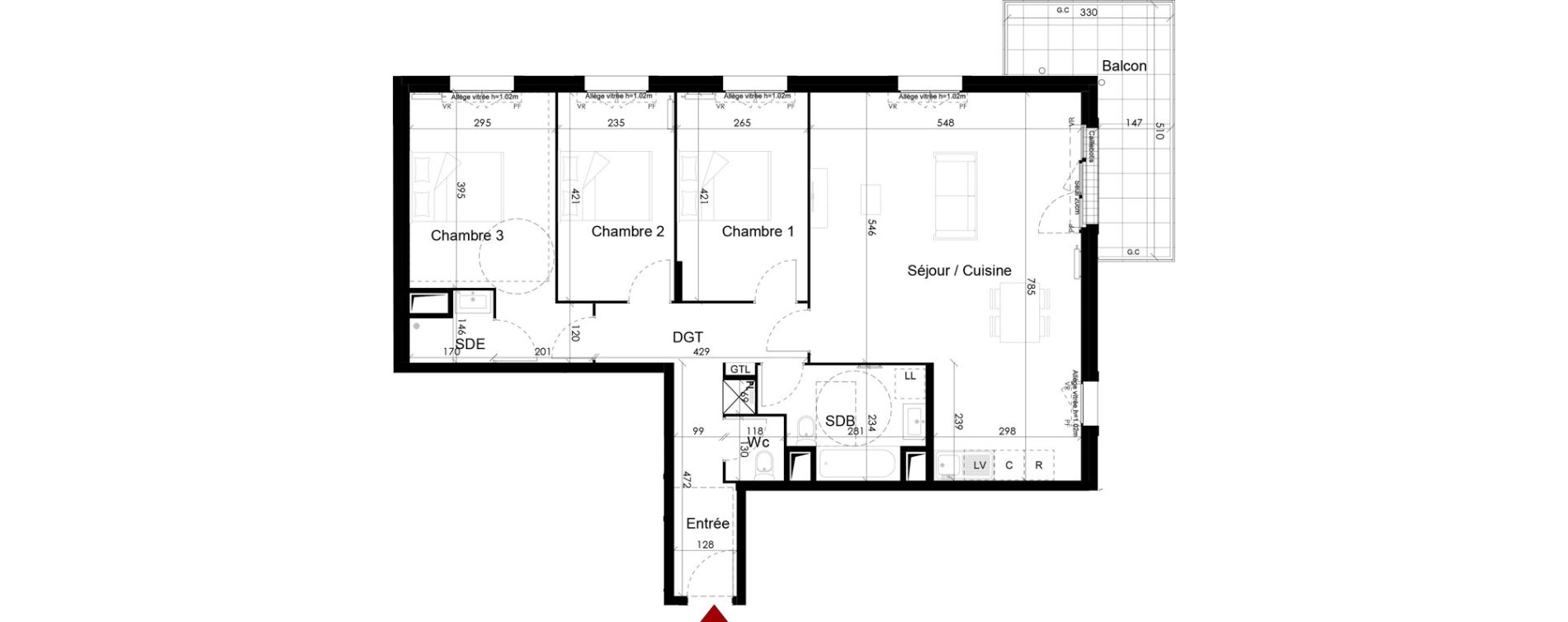 Appartement T4 de 93,33 m2 &agrave; Chambourcy Centre