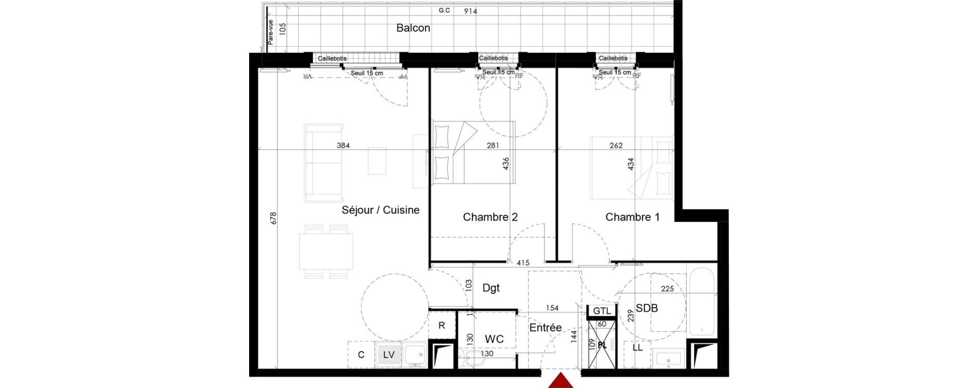 Appartement T3 de 64,63 m2 &agrave; Chambourcy Centre