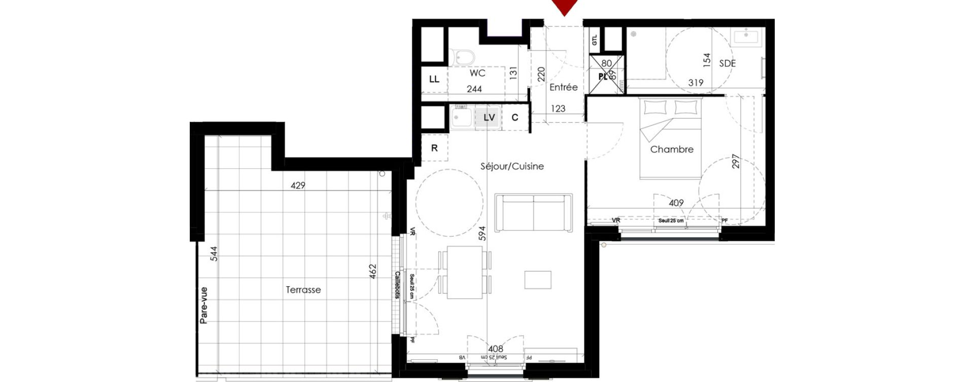 Appartement T2 de 46,71 m2 &agrave; Chambourcy Centre