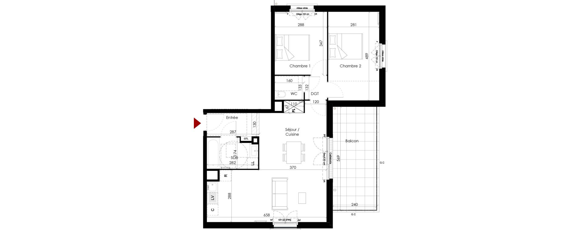 Appartement T3 de 67,57 m2 &agrave; Chambourcy Centre