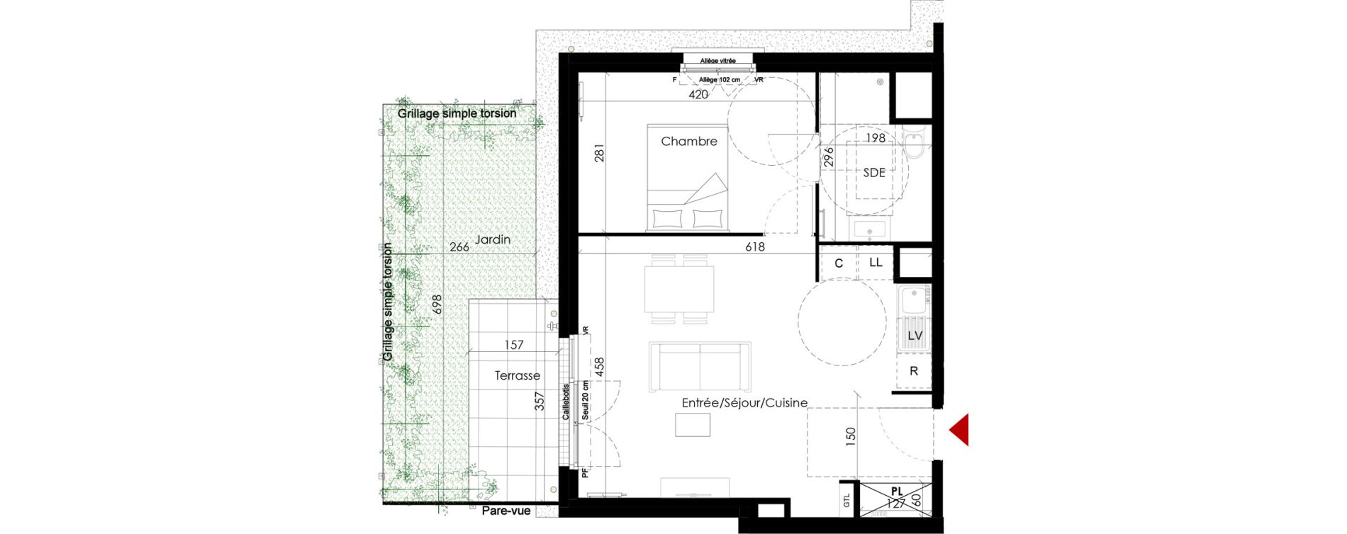 Appartement T2 de 45,05 m2 &agrave; Chambourcy Centre