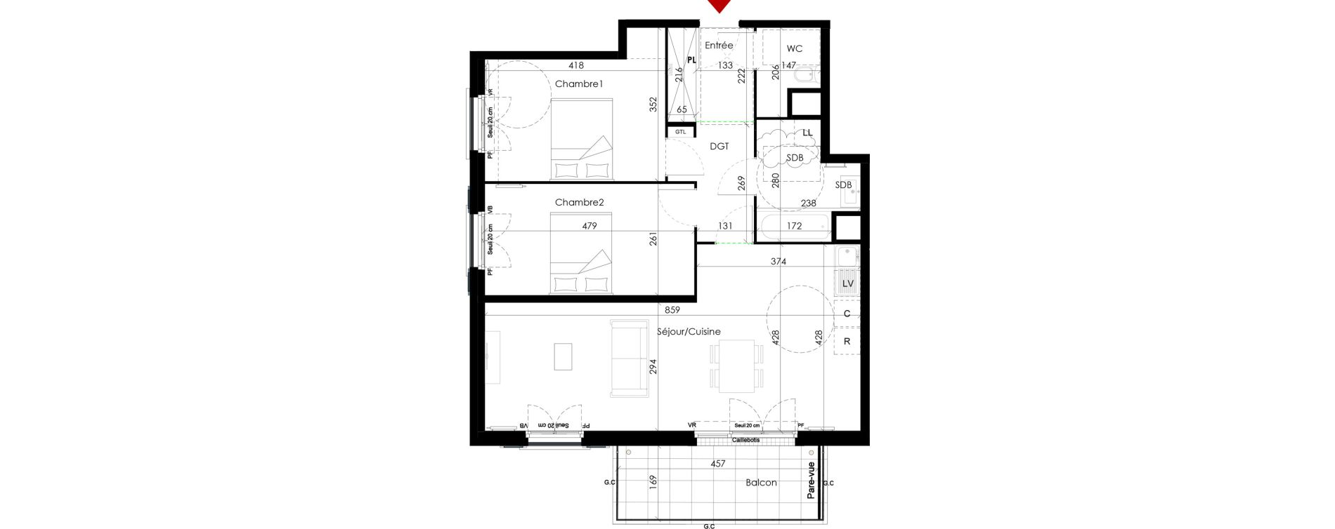 Appartement T3 de 71,28 m2 &agrave; Chambourcy Centre