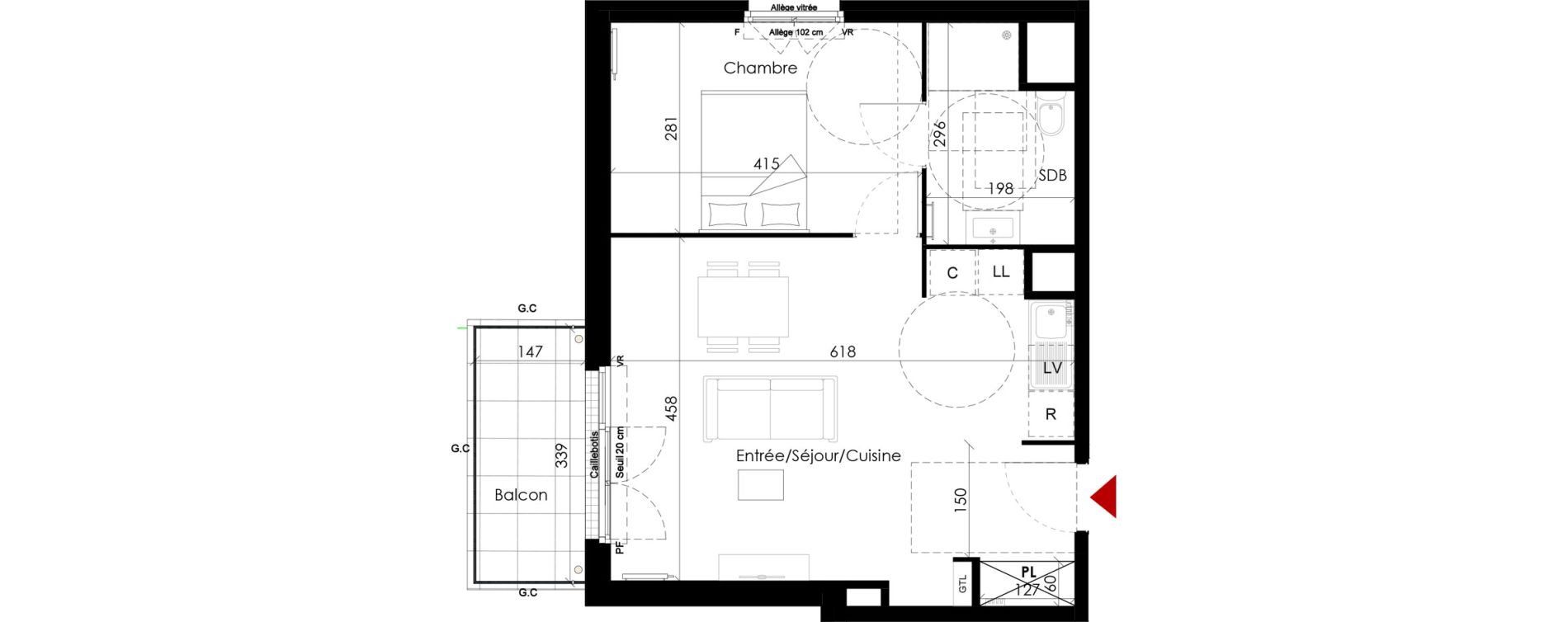 Appartement T2 de 45,05 m2 &agrave; Chambourcy Centre