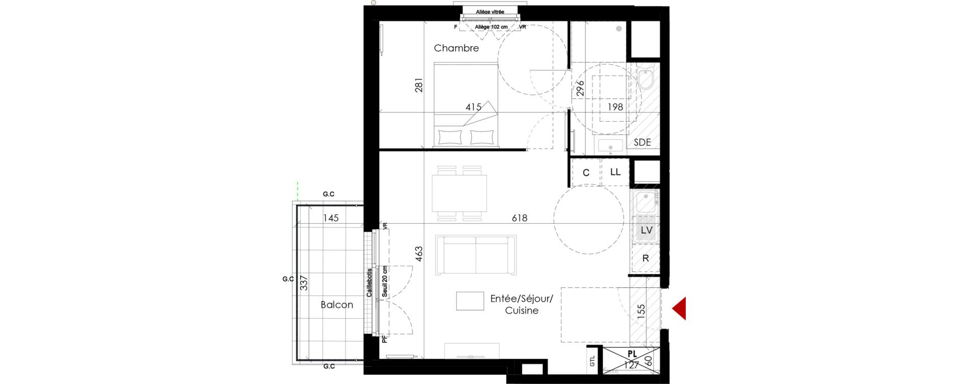 Appartement T2 de 45,05 m2 &agrave; Chambourcy Centre