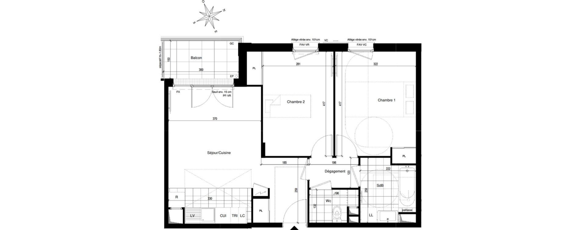 Appartement T3 de 60,21 m2 &agrave; Chatou Centre