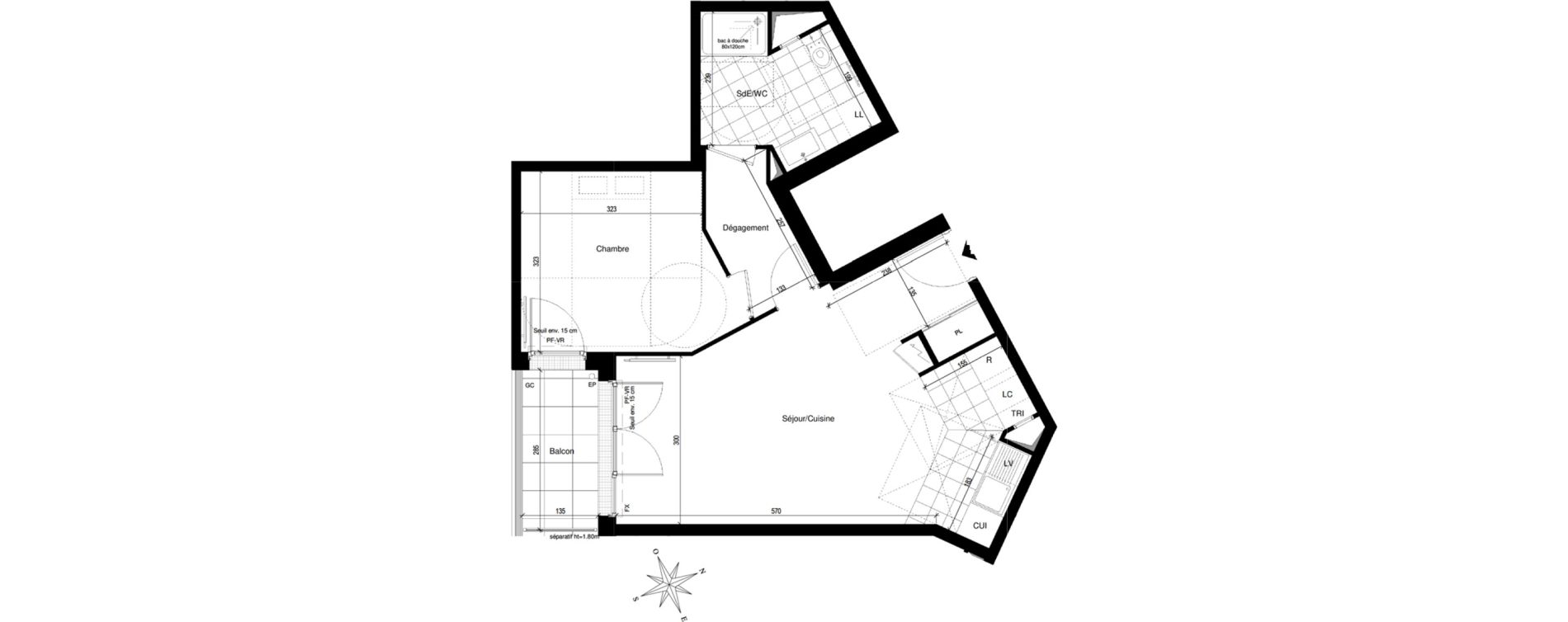 Appartement T2 de 48,74 m2 &agrave; Chatou Centre