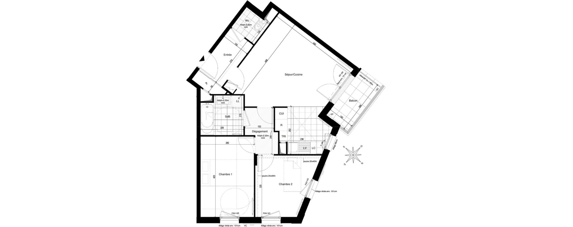 Appartement T3 de 62,17 m2 &agrave; Chatou Centre