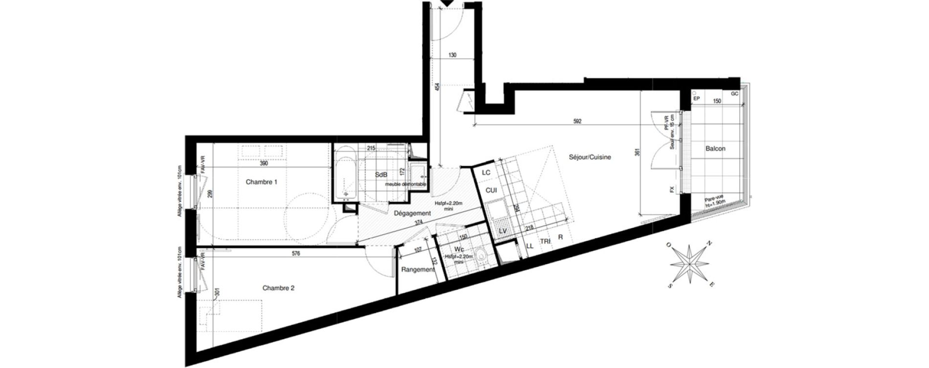 Appartement T3 de 67,53 m2 &agrave; Chatou Centre