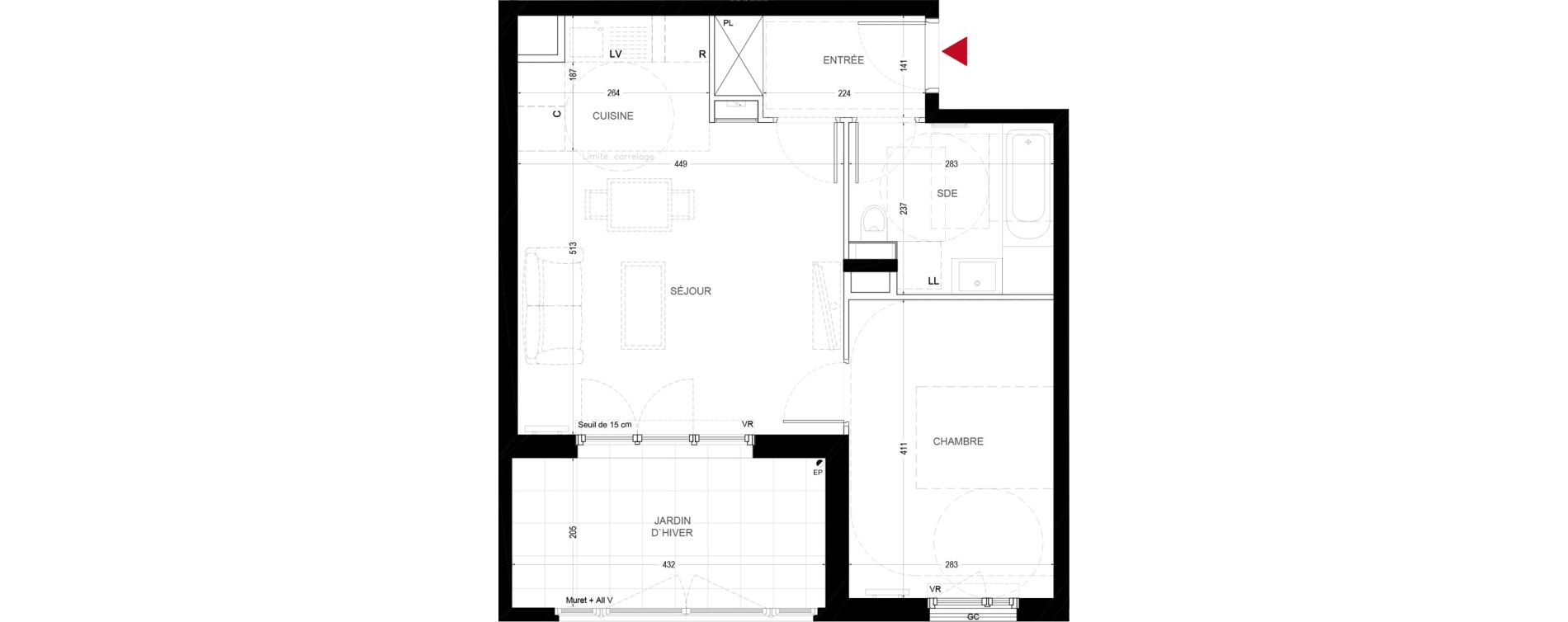 Appartement T2 de 44,55 m2 &agrave; Chatou Centre
