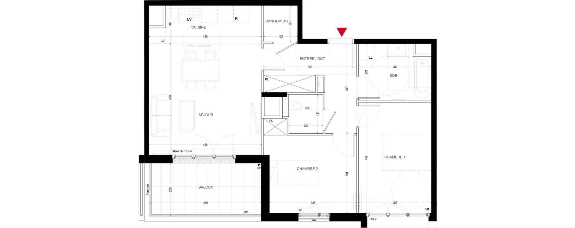 Appartement T3 de 65,75 m2 &agrave; Chatou Centre