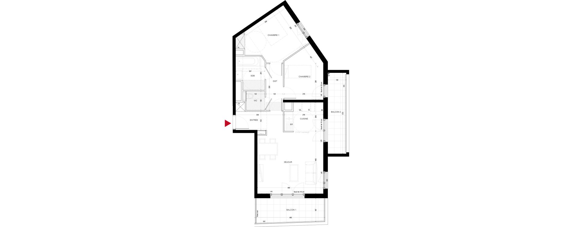Appartement T3 de 62,33 m2 &agrave; Chatou Centre