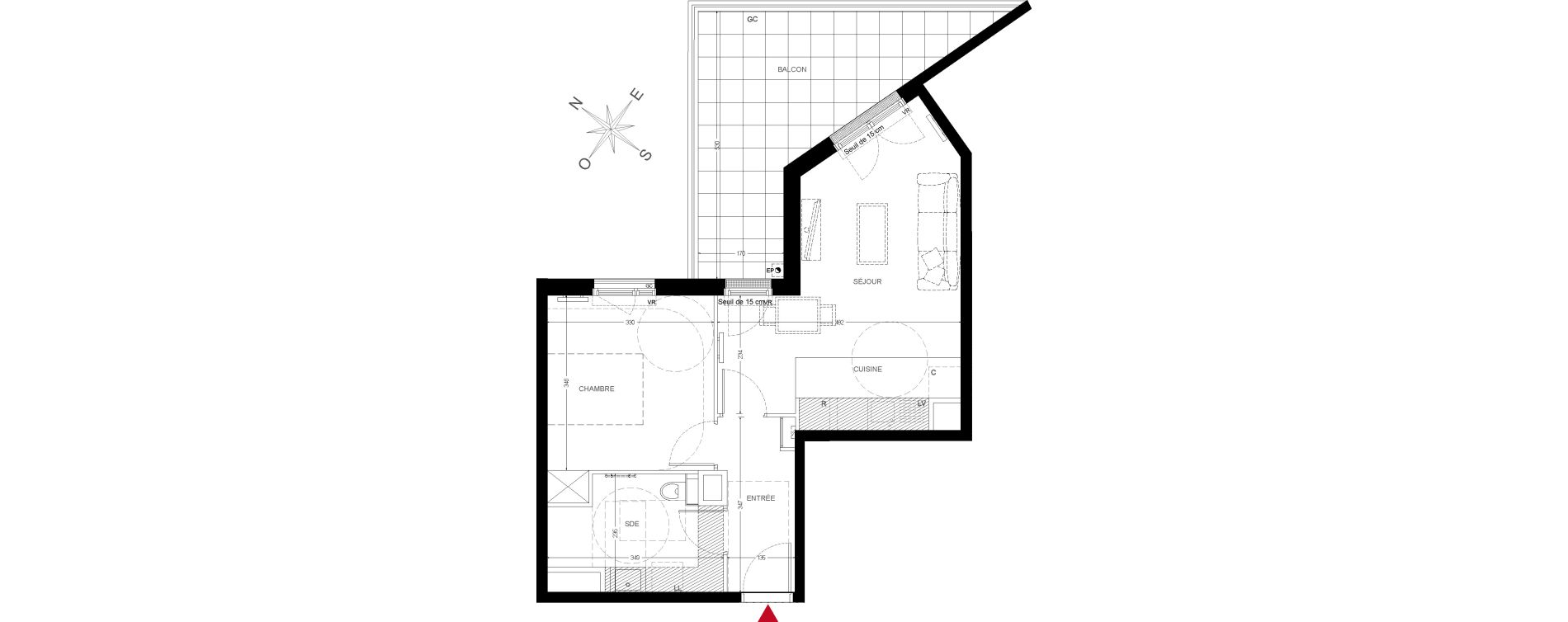 Appartement T2 de 45,34 m2 &agrave; Chatou Centre