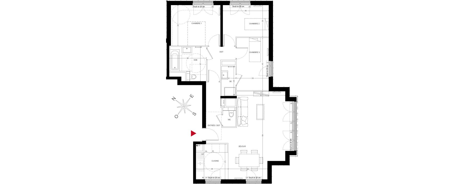 Appartement T4 de 89,99 m2 &agrave; Chatou Centre