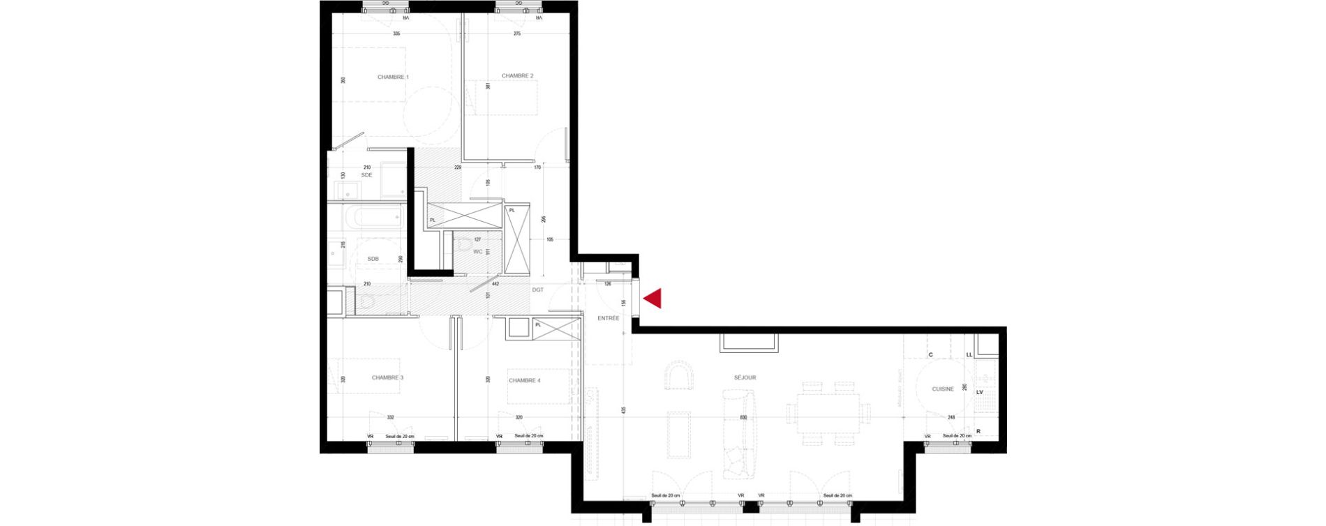 Appartement T5 de 109,84 m2 &agrave; Chatou Centre