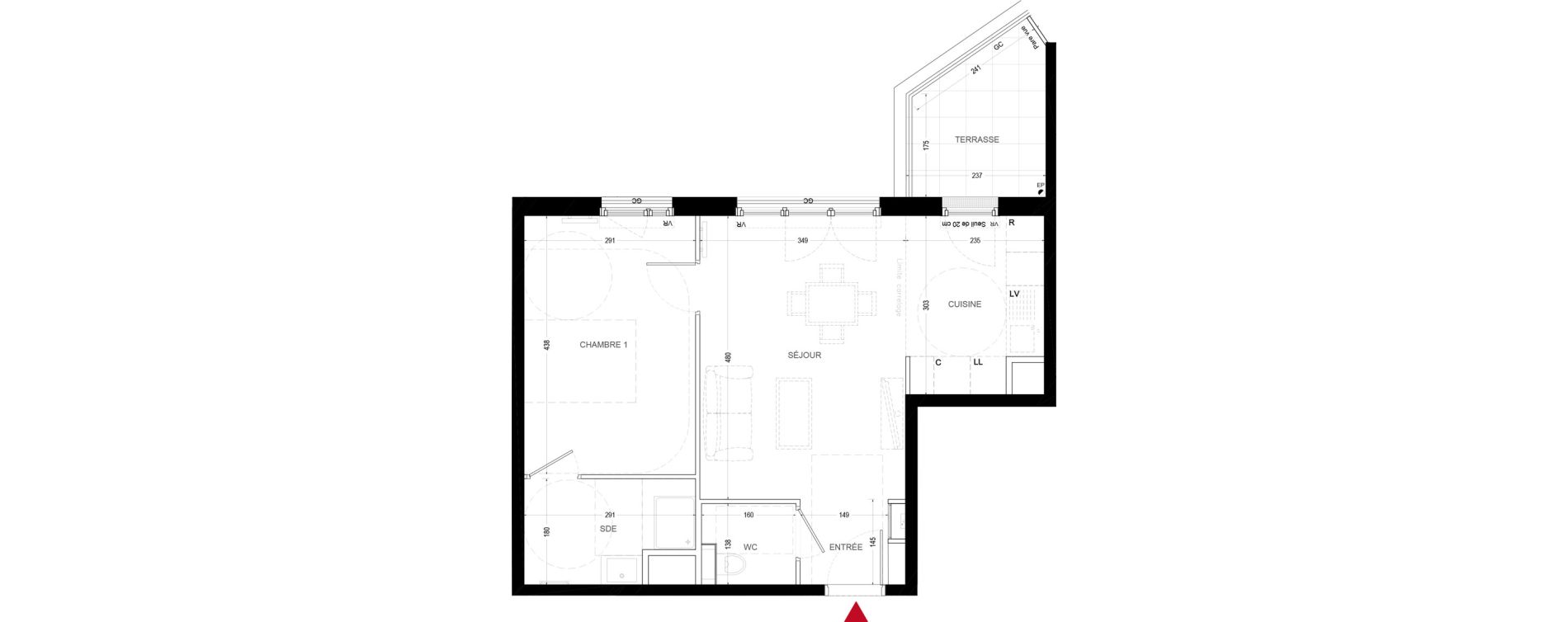 Appartement T2 de 45,26 m2 &agrave; Chatou Centre