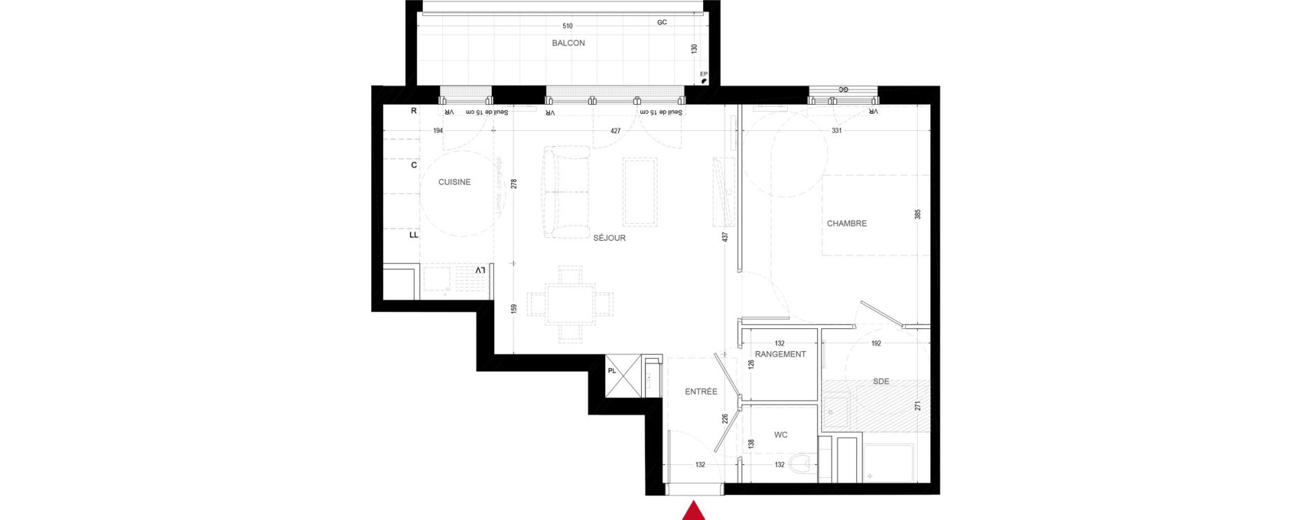 Appartement T2 de 49,03 m2 &agrave; Chatou Centre