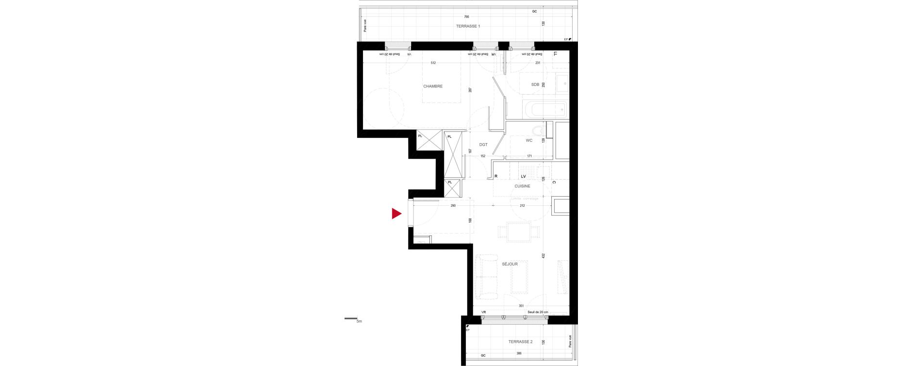 Appartement T2 de 49,43 m2 &agrave; Chatou Centre