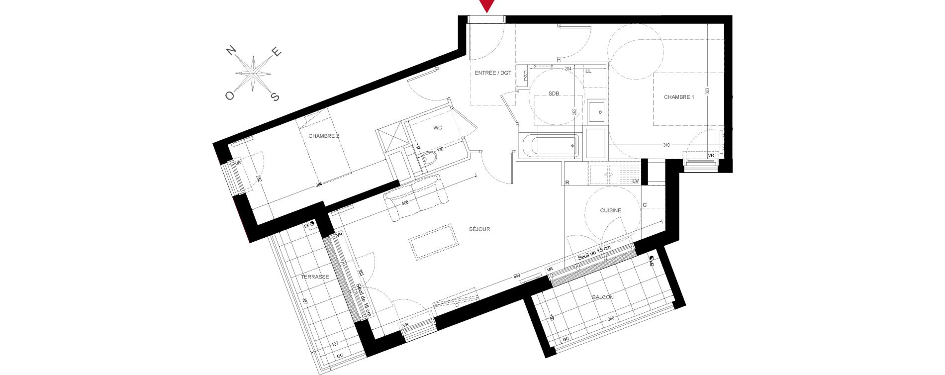 Appartement T3 de 65,13 m2 &agrave; Chatou Centre