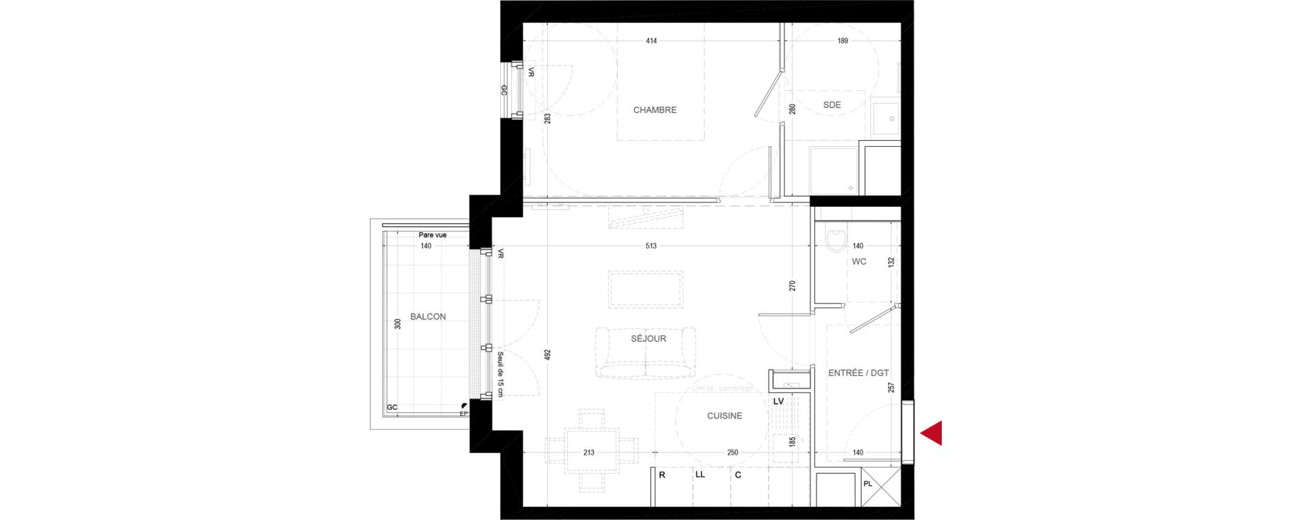 Appartement T2 de 46,44 m2 &agrave; Chatou Centre