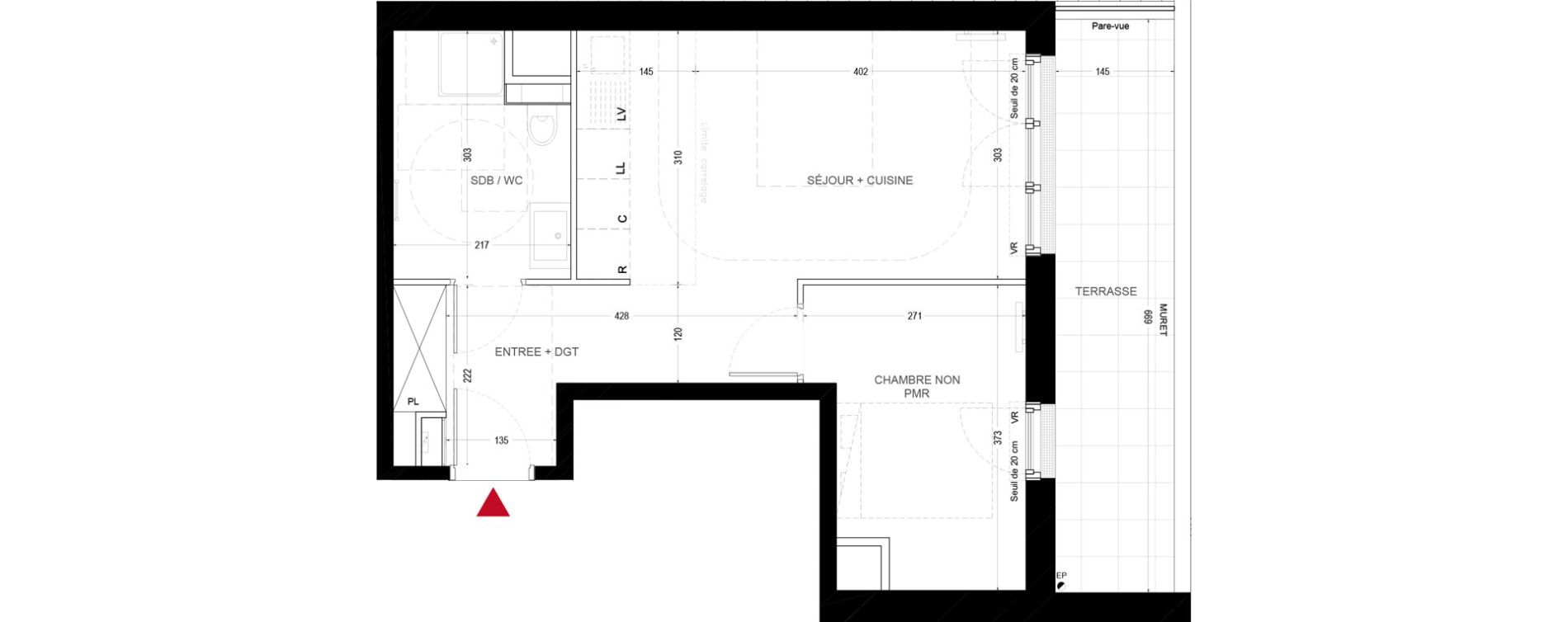 Appartement T2 de 38,93 m2 &agrave; Chatou Centre