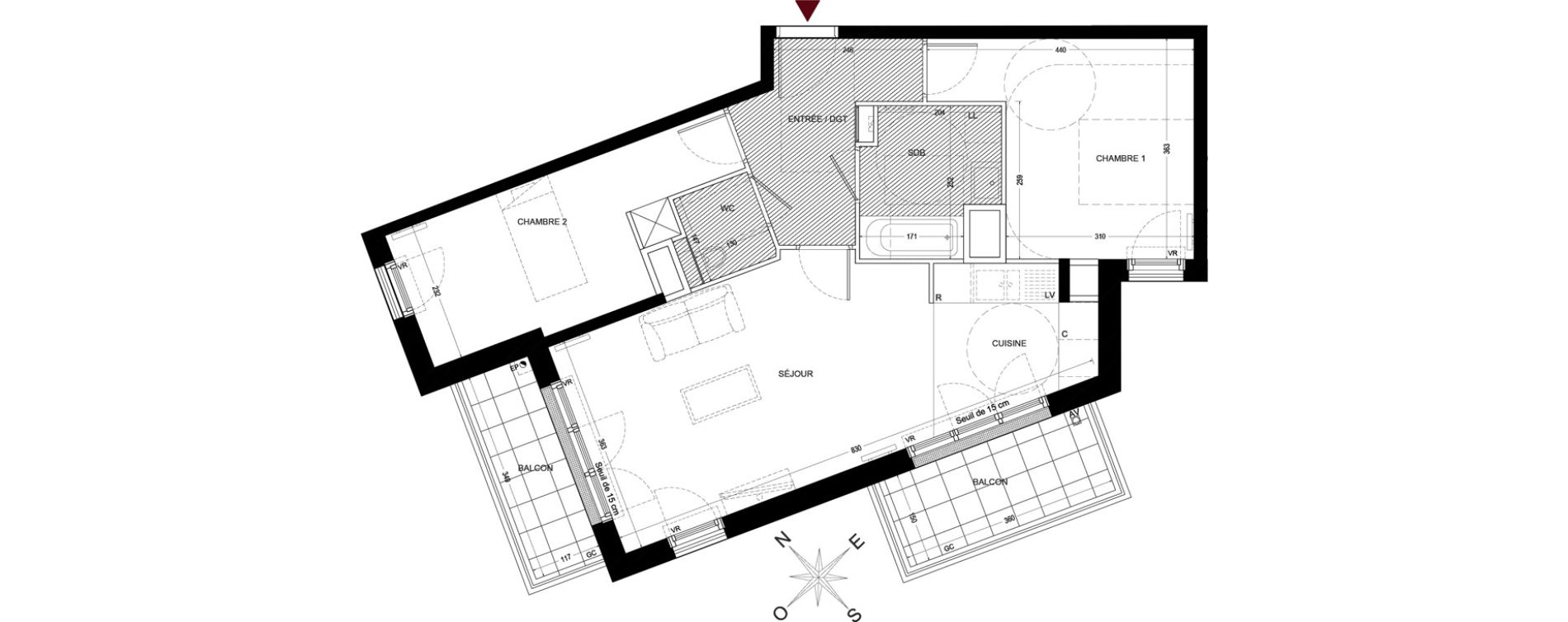 Appartement T3 de 65,13 m2 &agrave; Chatou Centre