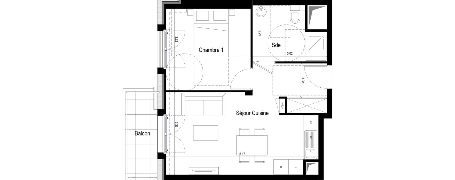 Appartement T2 de 40,61 m2 &agrave; Chatou T&ecirc;te de girafe - les landes