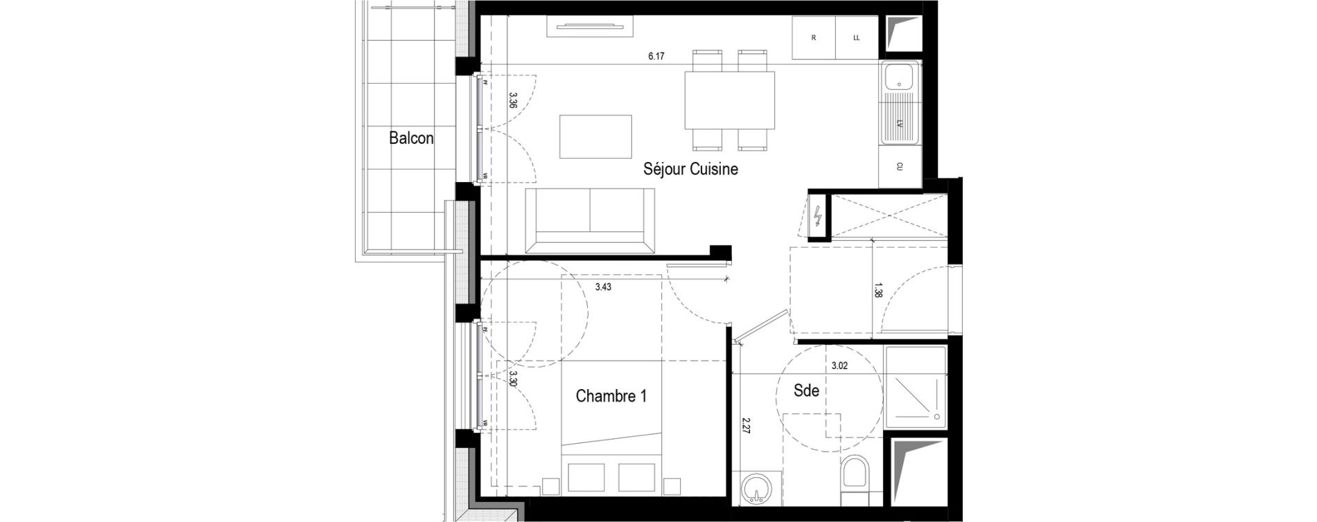 Appartement T2 de 40,51 m2 &agrave; Chatou T&ecirc;te de girafe - les landes