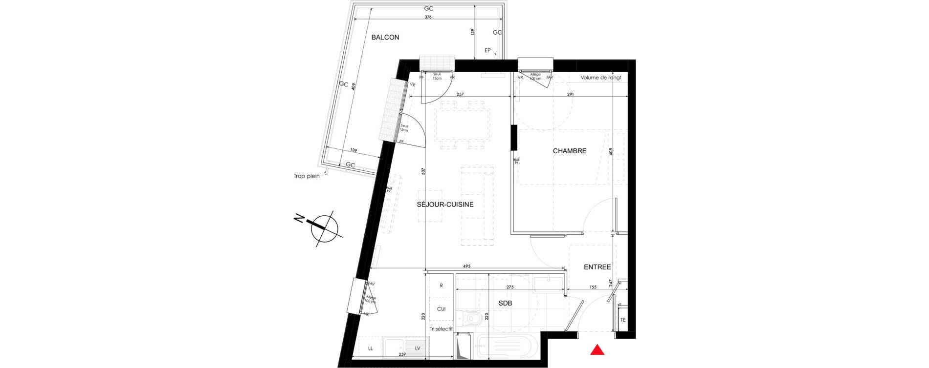 Appartement T2 de 42,95 m2 &agrave; Conflans-Sainte-Honorine Renouveau