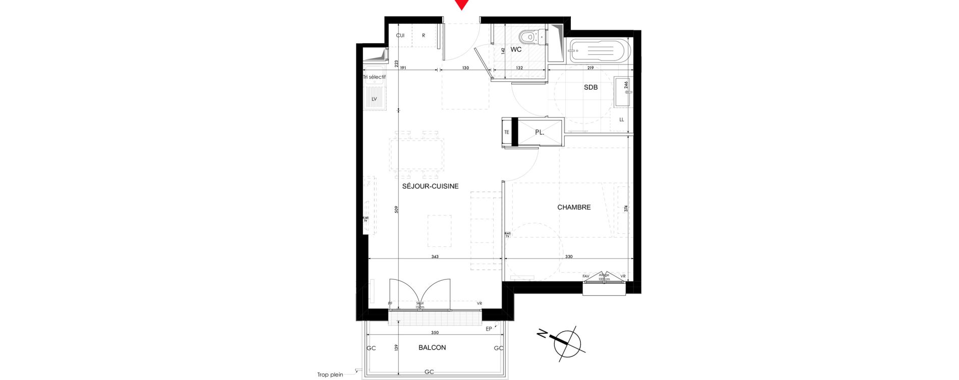 Appartement T2 de 45,14 m2 &agrave; Conflans-Sainte-Honorine Renouveau