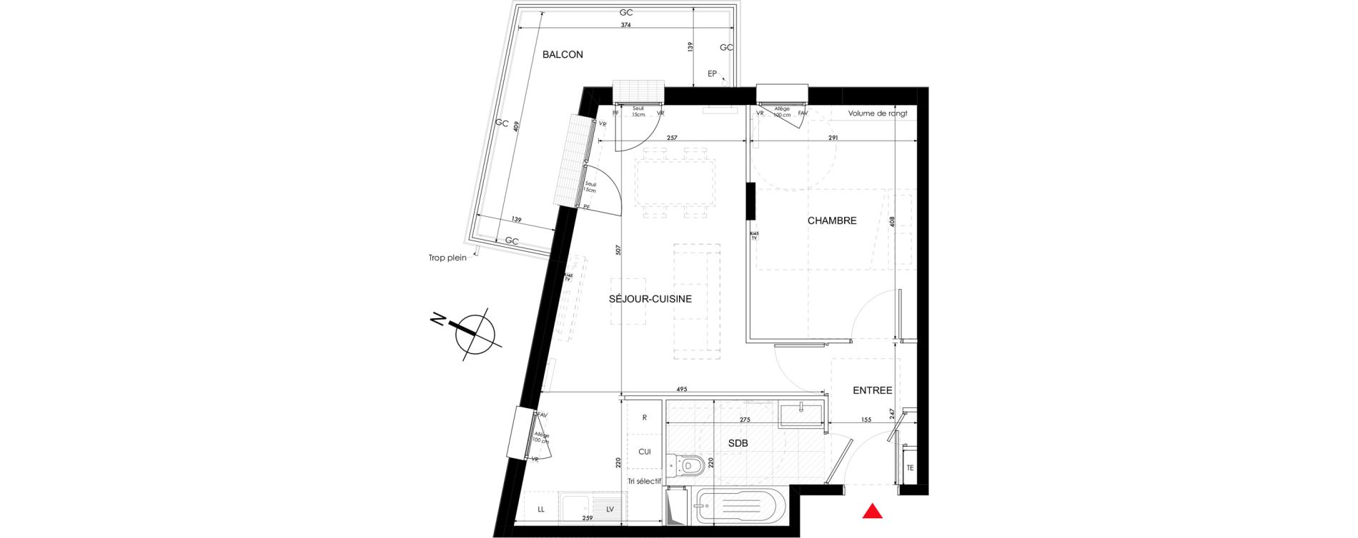 Appartement T2 de 42,95 m2 &agrave; Conflans-Sainte-Honorine Renouveau
