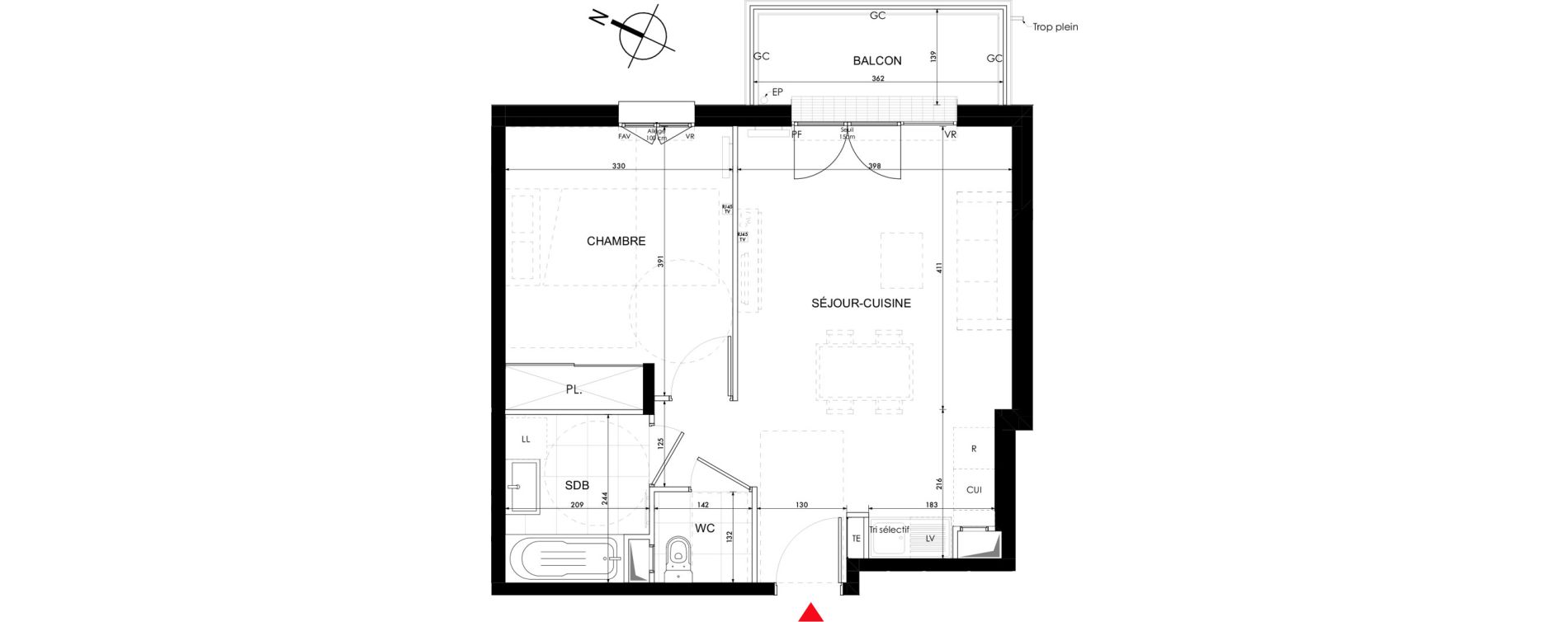 Appartement T2 de 45,52 m2 &agrave; Conflans-Sainte-Honorine Renouveau