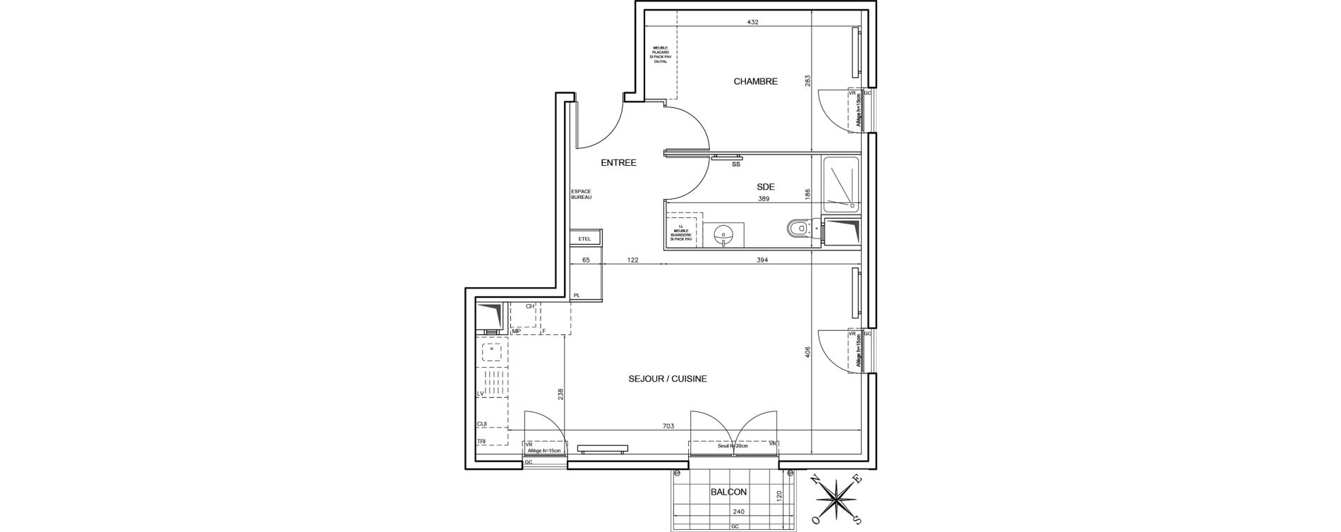 Appartement T2 de 52,77 m2 &agrave; Conflans-Sainte-Honorine Champ du four