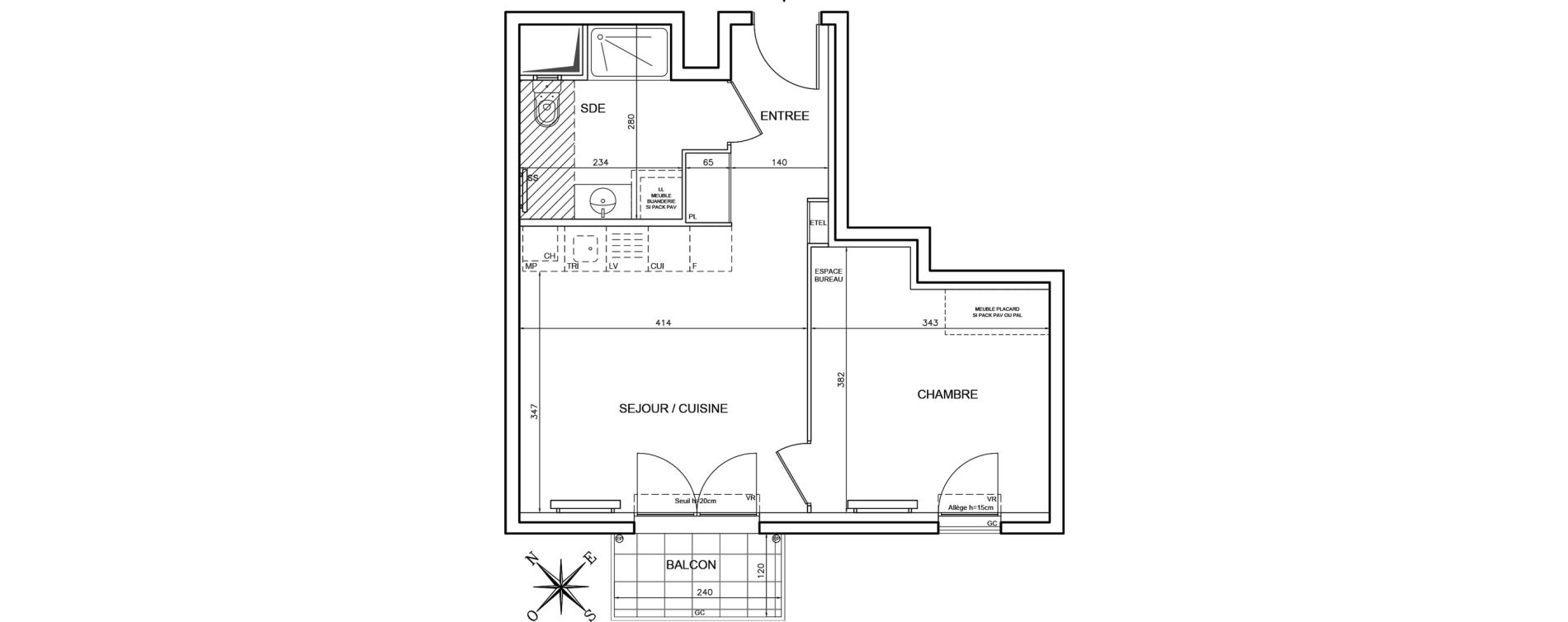 Appartement T2 de 40,00 m2 &agrave; Conflans-Sainte-Honorine Champ du four