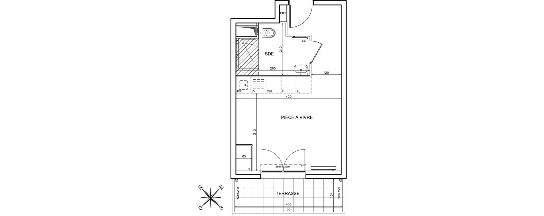 Appartement T1 de 25,65 m2 &agrave; Conflans-Sainte-Honorine Champ du four