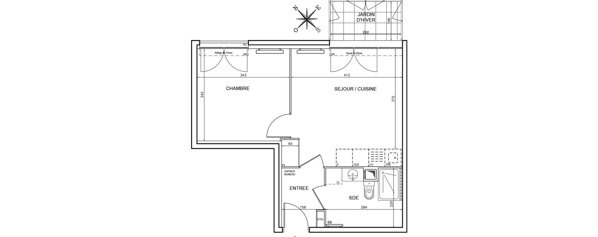 Appartement T2 de 39,48 m2 &agrave; Conflans-Sainte-Honorine Champ du four