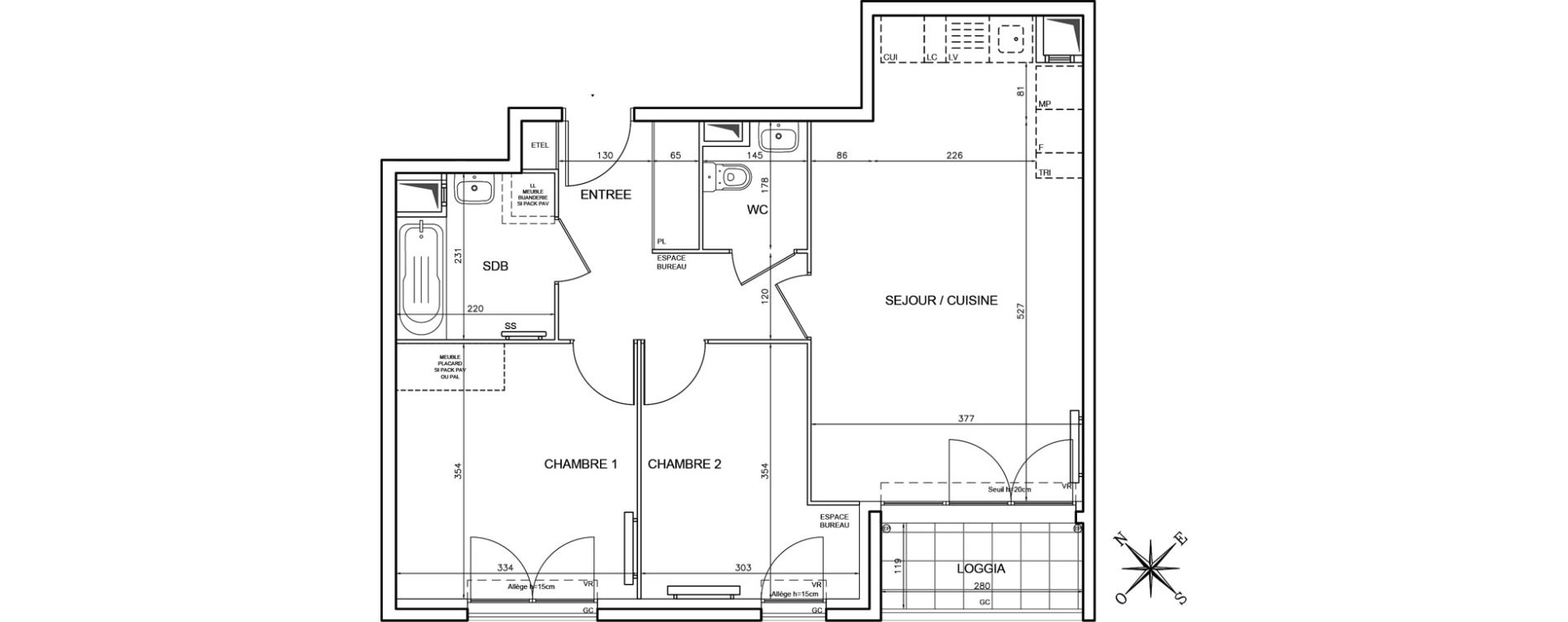 Appartement T3 de 57,31 m2 &agrave; Conflans-Sainte-Honorine Champ du four
