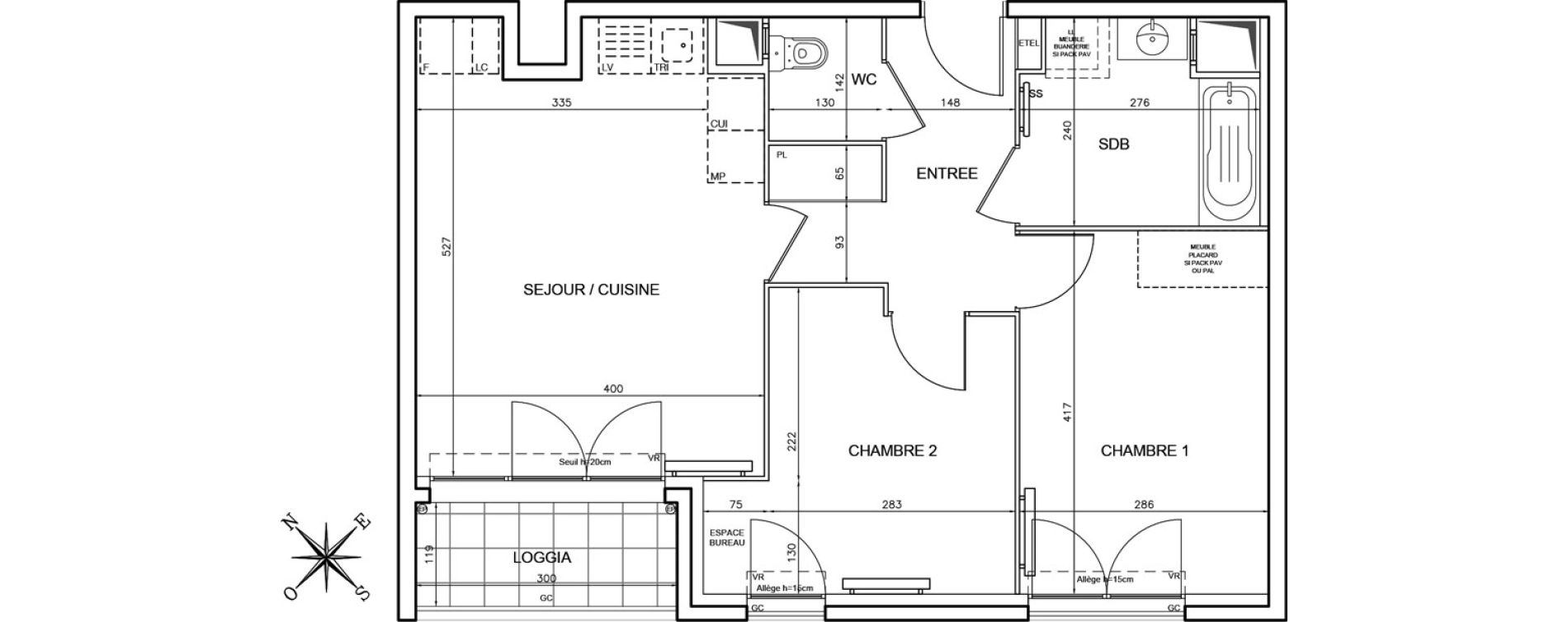 Appartement T3 de 57,38 m2 &agrave; Conflans-Sainte-Honorine Champ du four