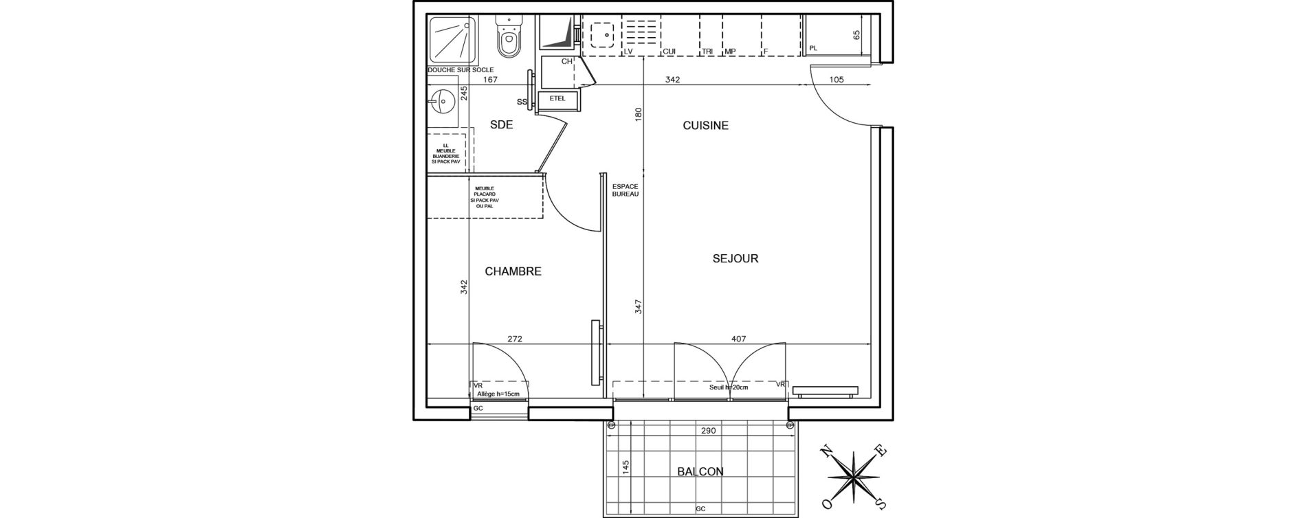 Appartement T2 de 39,53 m2 &agrave; Conflans-Sainte-Honorine Champ du four
