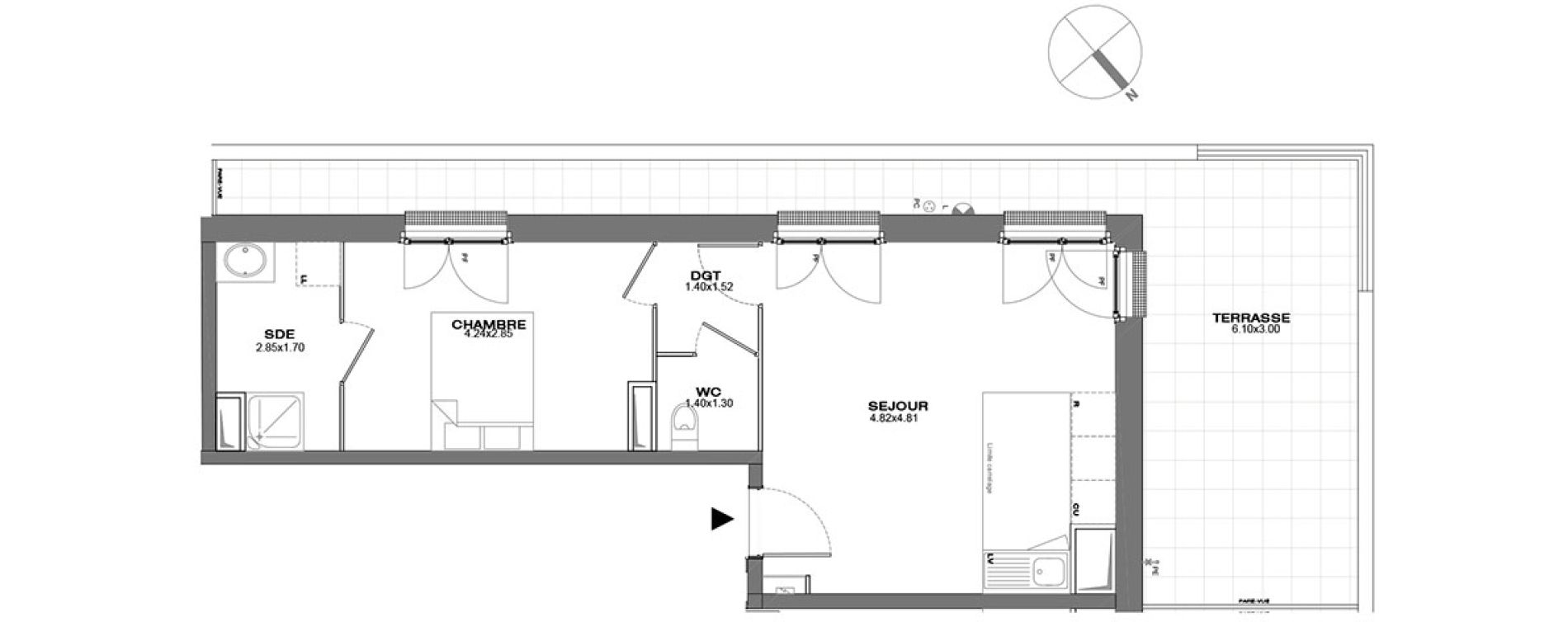 Appartement T2 de 42,94 m2 &agrave; Conflans-Sainte-Honorine Vieux conflans